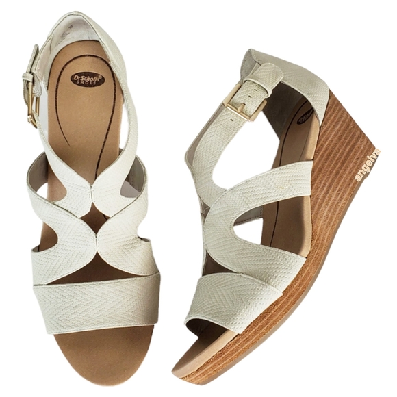 New Dr scholl's bailey faux leather wedge sandals oyster Size 11 - Picture 2 of 13